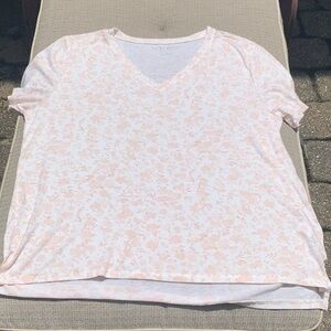 Lucky Brand Soft Pink Floral V-Neck Tee